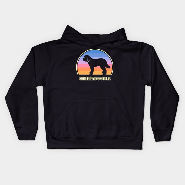 Sheepadoodle Vintage Sunset Dog Kids Hoodie by millersye